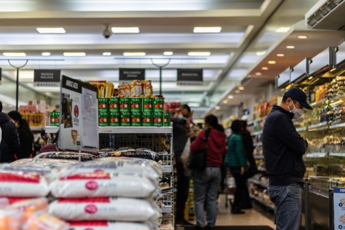 Shoppers inside a grocery store