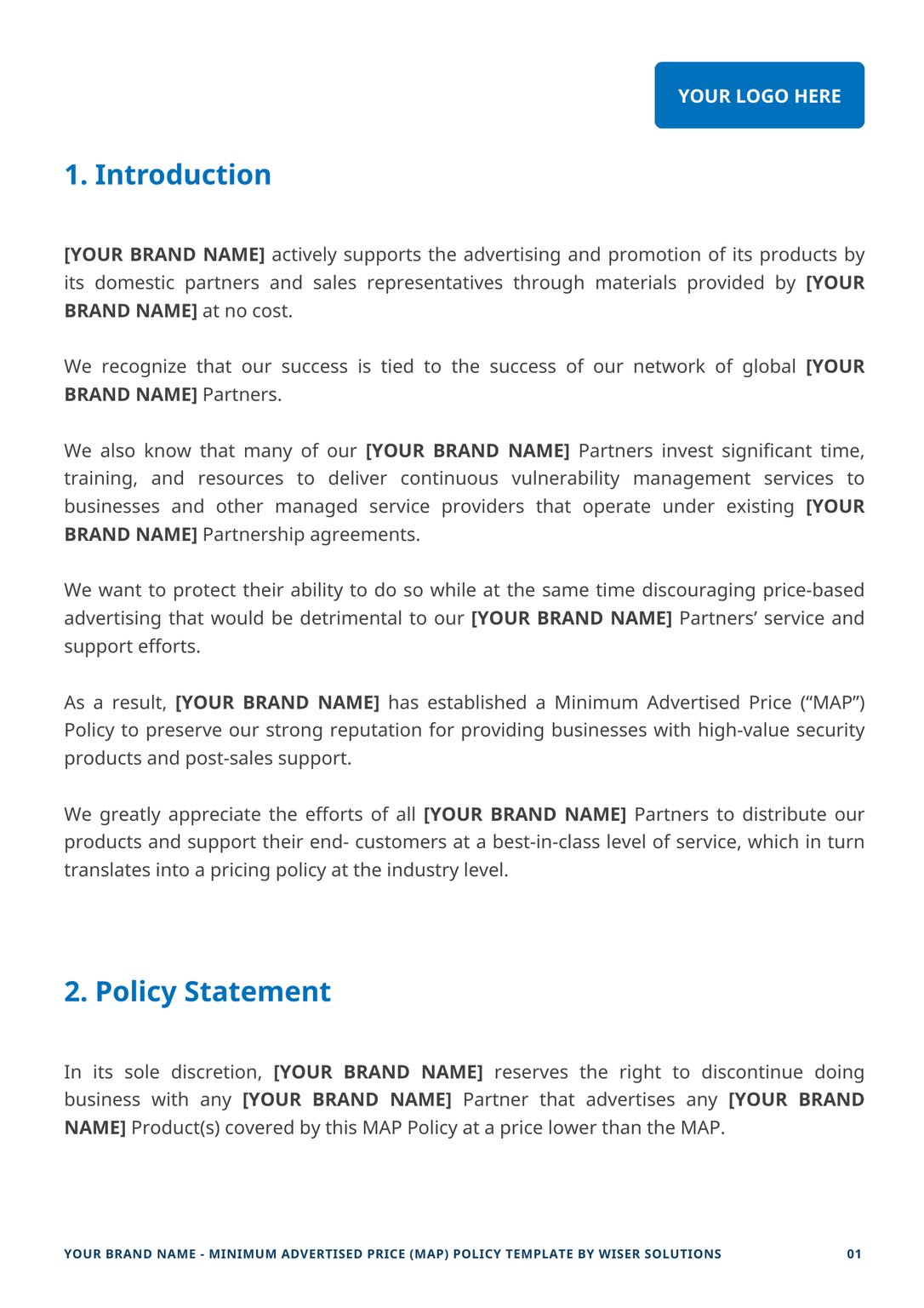 Map Policy Document Examples Minimum Advertised Price (MAP) Policy Template | Wiser Solutions